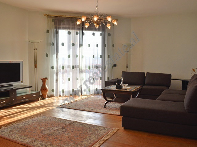 Two bedroom apartment for rent in Abdi Toptani Street near Toptani Shopping Center in Tirana.
It is